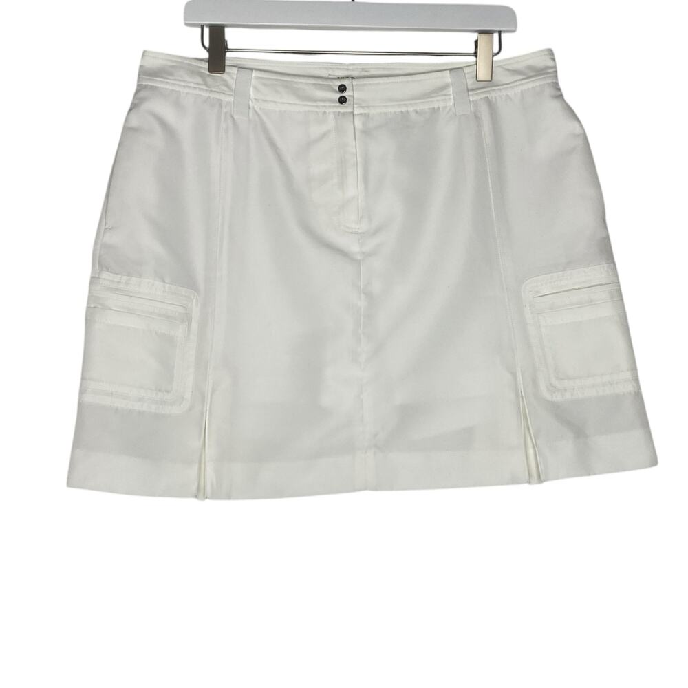 IZOD XFG Cargo Golf Skort White Mini Skirt Utility Athletic Size 12 Pickle Ball